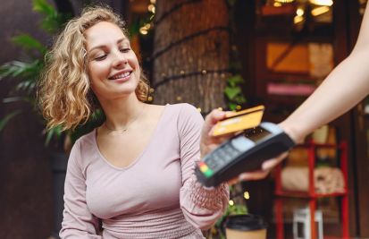 merchant processing credit card for a woman