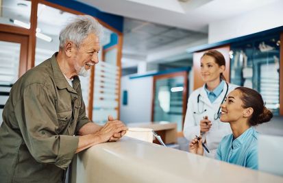 man checking out at healthcare provider