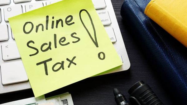 online sales tax written on note