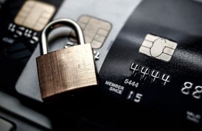 credit card fraud with a lock pad on a card