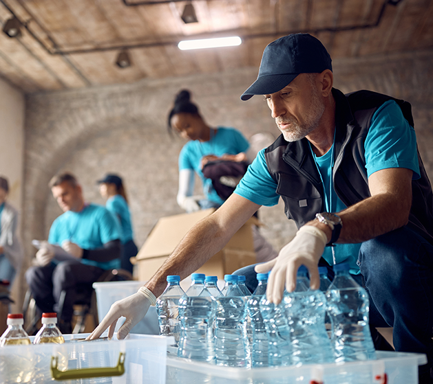 man setting up for a fundraiser